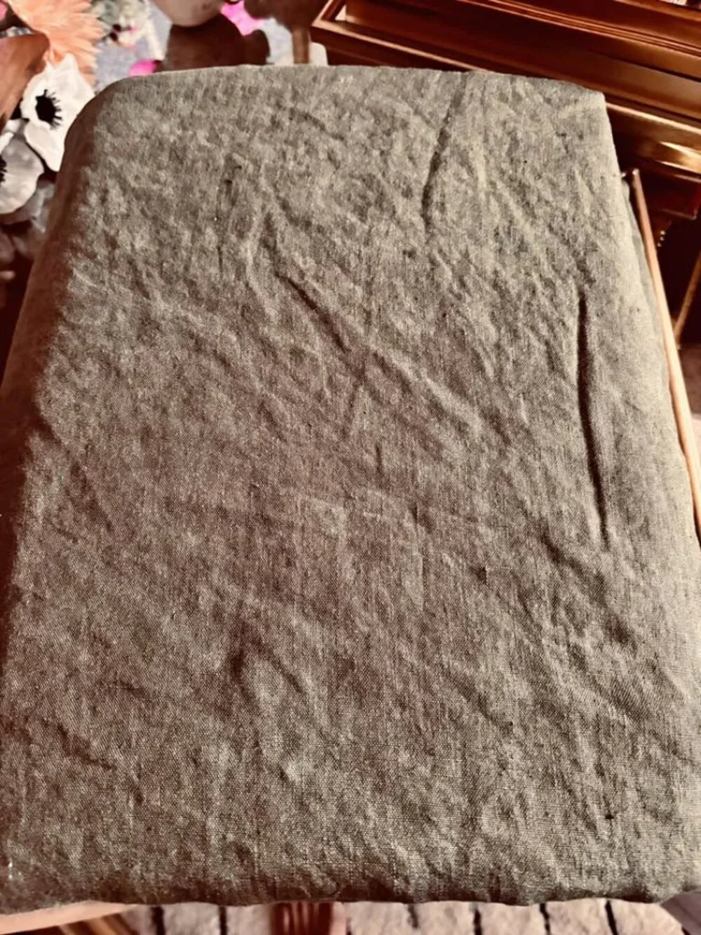 NEW CB2 Forest Green QUEEN 100% Linen Duvet Cover ONLY. NO SHAMS